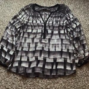 Robert Graham gray black Silk Blouse